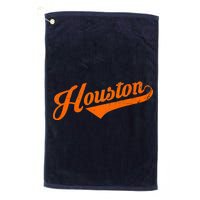 Houston, Texas City Vintage Baseball Script Platinum Collection Golf Towel