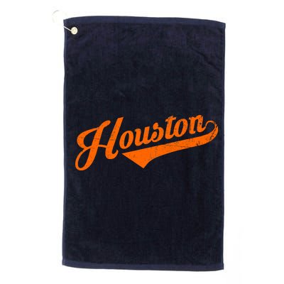 Houston, Texas City Vintage Baseball Script Platinum Collection Golf Towel