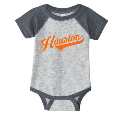 Houston, Texas City Vintage Baseball Script Infant Baby Jersey Bodysuit