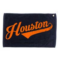 Houston, Texas City Vintage Baseball Script Grommeted Golf Towel