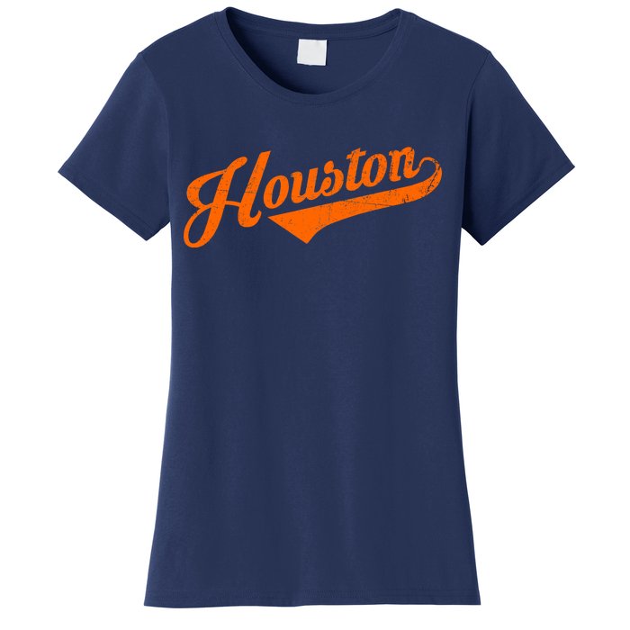 Houston, Texas City Vintage Baseball Script Women's T-Shirt