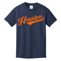 Houston, Texas City Vintage Baseball Script Kids T-Shirt