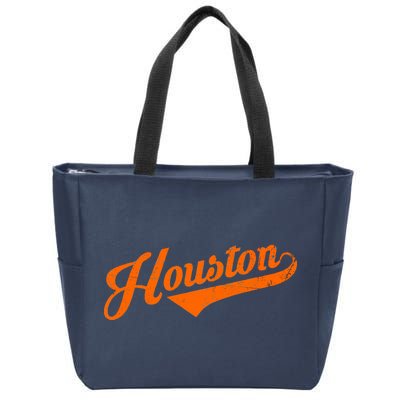 Houston, Texas City Vintage Baseball Script Zip Tote Bag