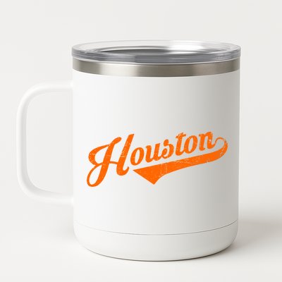 Houston, Texas City Vintage Baseball Script 12 oz Stainless Steel Tumbler Cup