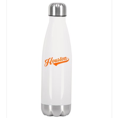 Houston, Texas City Vintage Baseball Script Stainless Steel Insulated Water Bottle