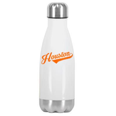 Houston, Texas City Vintage Baseball Script Stainless Steel Insulated Water Bottle