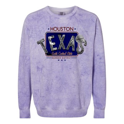 Houston Texas Land of the Free Logo Colorblast Crewneck Sweatshirt