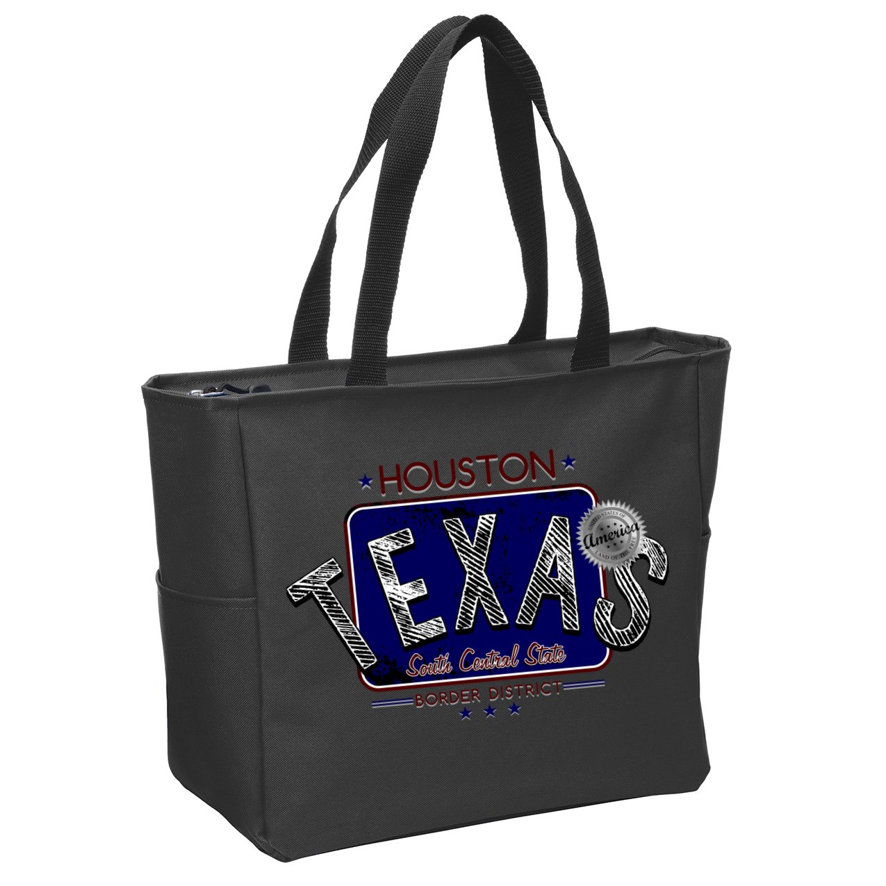 Houston Texas Land of the Free Logo Zip Tote Bag