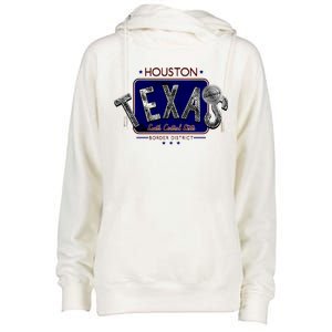 Houston Texas Land of the Free Logo Womens Funnel Neck Pullover Hood