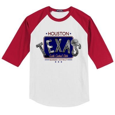 Houston Texas Land of the Free Logo Kids Colorblock Raglan Jersey