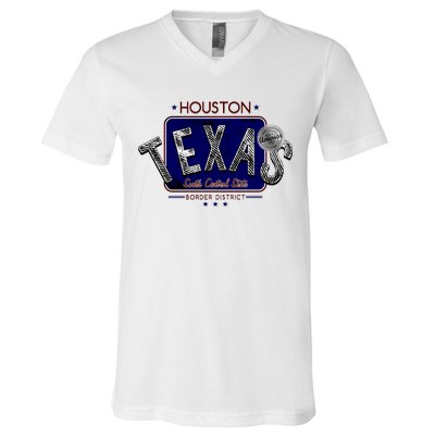 Houston Texas Land of the Free Logo V-Neck T-Shirt