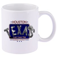 Houston Texas Land of the Free Logo 11oz C Handle Ceramic Mug