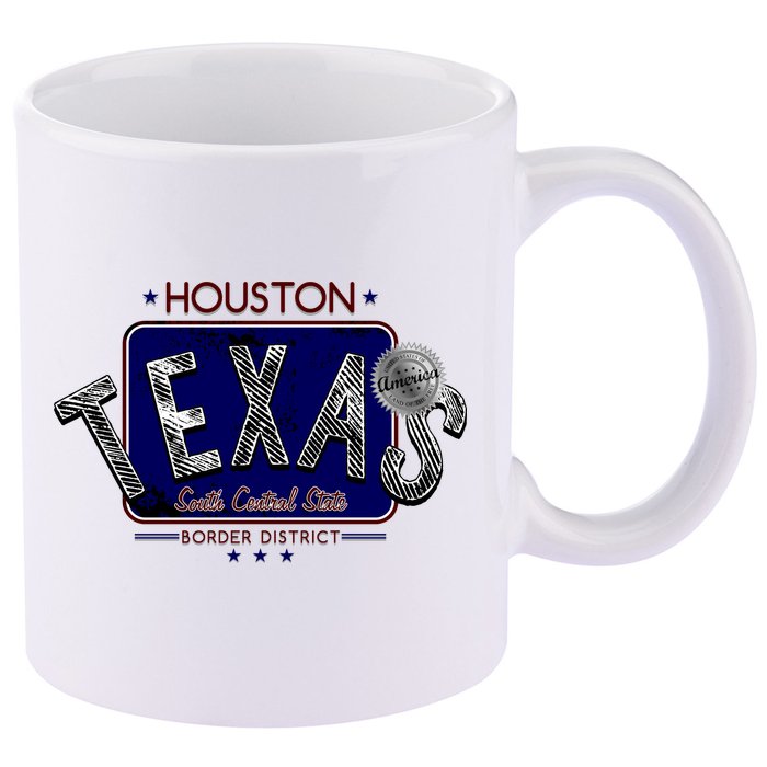 Houston Texas Land of the Free Logo 11oz C Handle Ceramic Mug