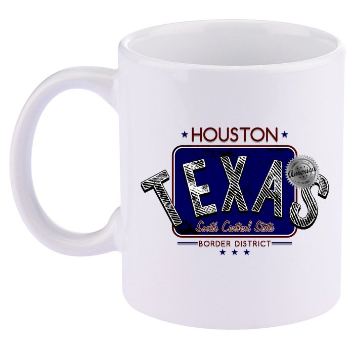 Houston Texas Land of the Free Logo 11oz C Handle Ceramic Mug