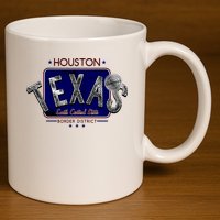 Houston Texas Land of the Free Logo 11oz C Handle Ceramic Mug
