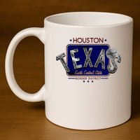 Houston Texas Land of the Free Logo 11oz C Handle Ceramic Mug