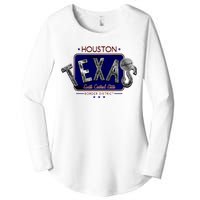 Houston Texas Land of the Free Logo Women's Perfect Tri Tunic Long Sleeve Shirt