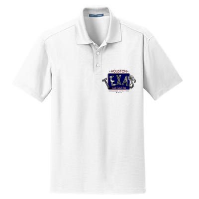 Houston Texas Land of the Free Logo Dry Zone Grid Polo