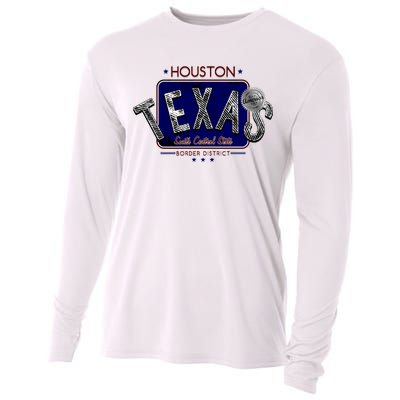 Houston Texas Land of the Free Logo Cooling Performance Long Sleeve Crew