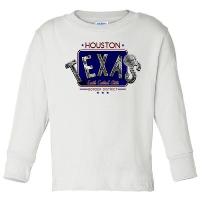 Houston Texas Land of the Free Logo Toddler Long Sleeve Shirt