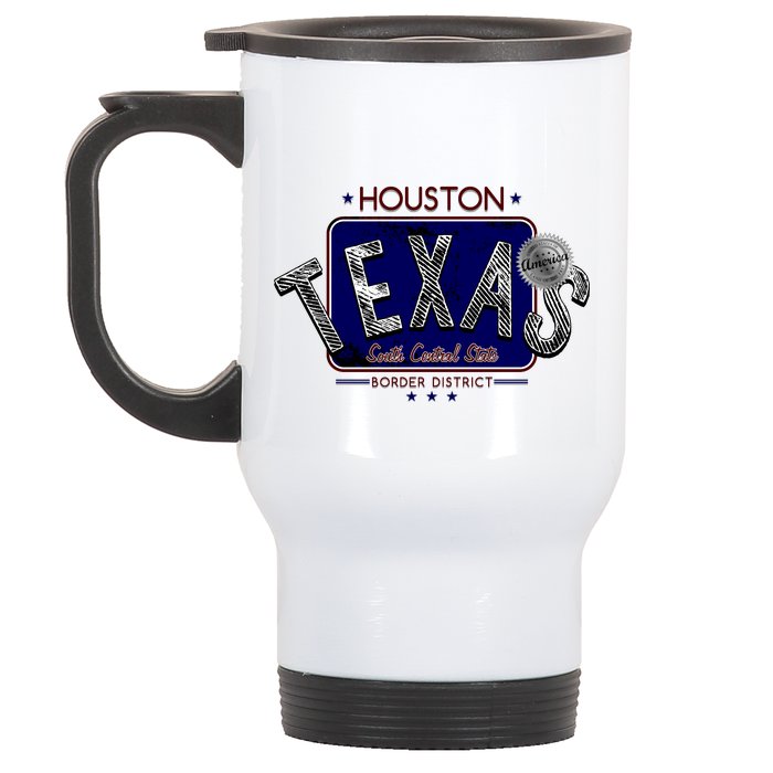 Houston Texas Land of the Free Logo Stainless Steel Travel Mug