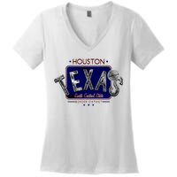 Houston Texas Land of the Free Logo Women's V-Neck T-Shirt