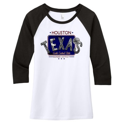 Houston Texas Land of the Free Logo Women's Tri-Blend 3/4-Sleeve Raglan Shirt