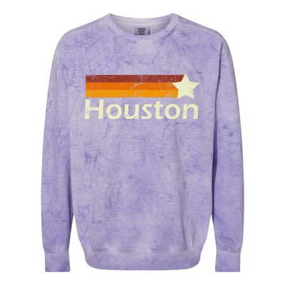 Houston Texas Vintage Star Logo Colorblast Crewneck Sweatshirt