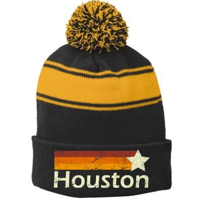 Houston Texas Vintage Star Logo Stripe Pom Pom Beanie