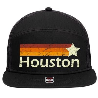 Houston Texas Vintage Star Logo 7 Panel Mesh Trucker Snapback Hat