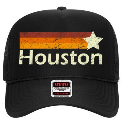 Houston Texas Vintage Star Logo High Crown Mesh Back Trucker Hat