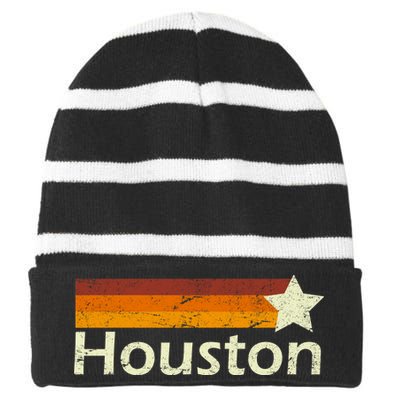 Houston Texas Vintage Star Logo Striped Beanie with Solid Band