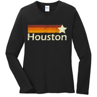 Houston Texas Vintage Star Logo Ladies Long Sleeve Shirt