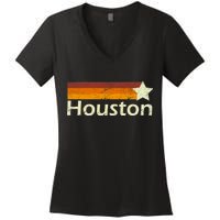 Houston Texas Vintage Star Logo Women's V-Neck T-Shirt