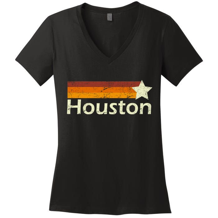 Houston Texas Vintage Star Logo Women's V-Neck T-Shirt