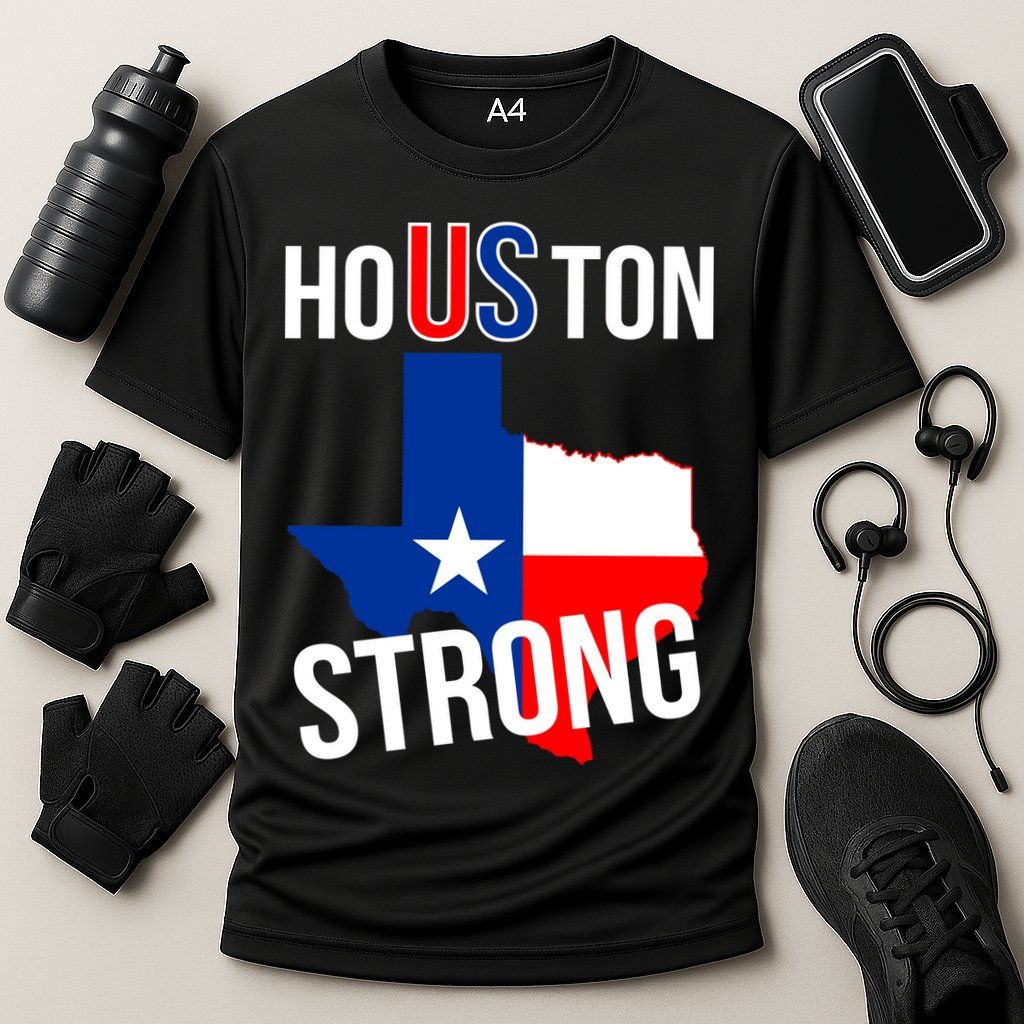 Houston US Strong Texas State Flag Cooling Performance Crew T-Shirt