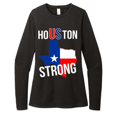 Houston US Strong Texas State Flag Womens CVC Long Sleeve Shirt