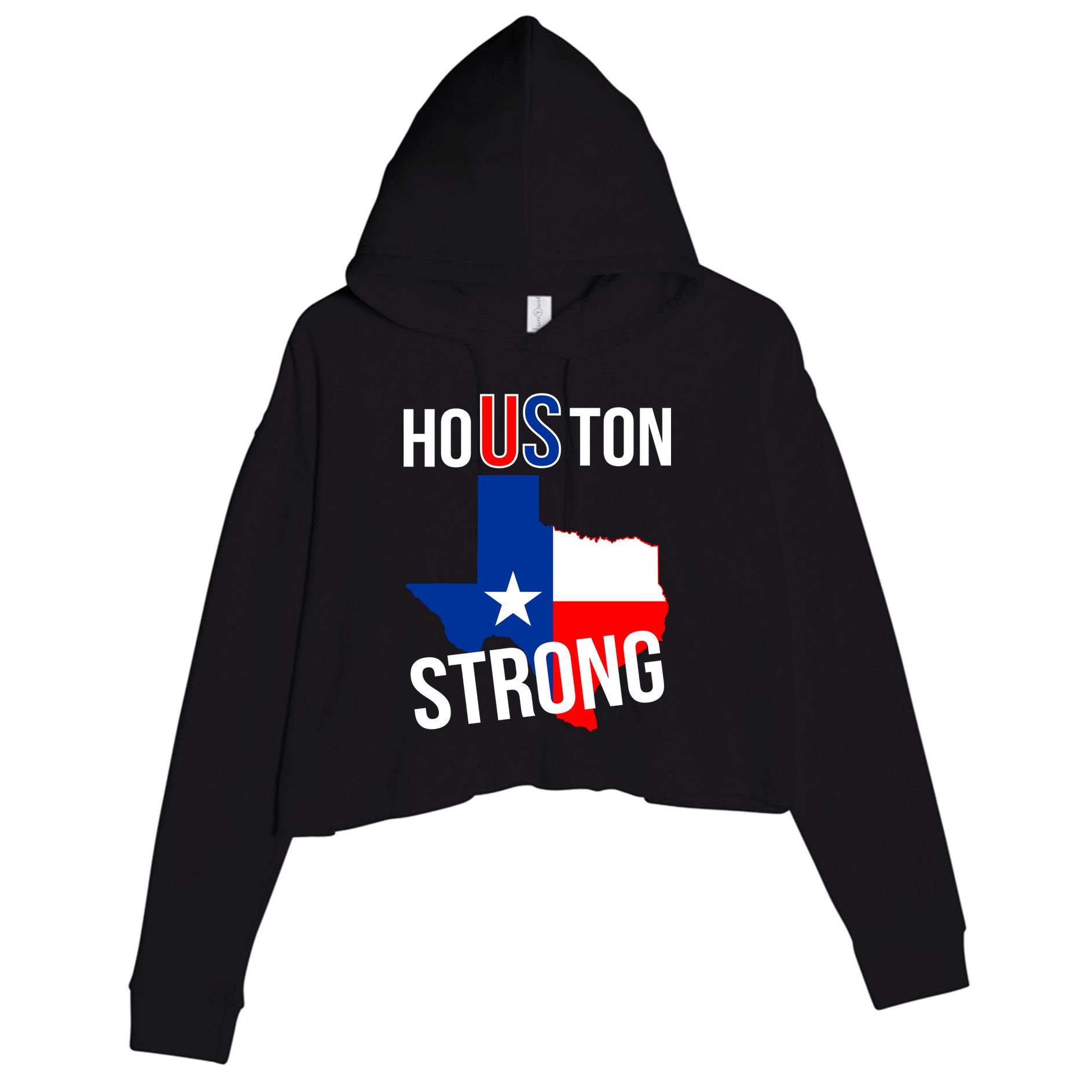 Houston US Strong Texas State Flag Crop Fleece Hoodie