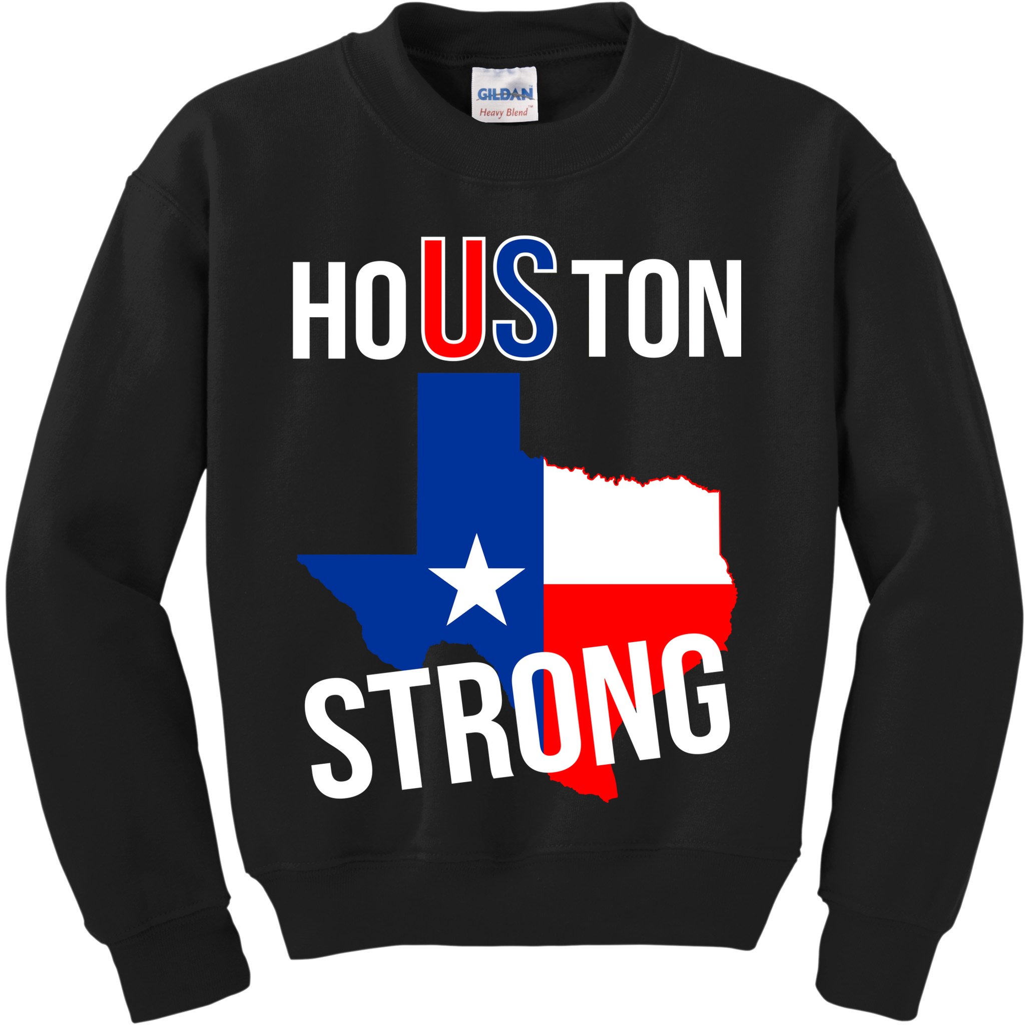 Houston US Strong Texas State Flag Kids Sweatshirt