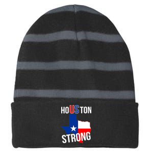 Houston US Strong Texas State Flag Striped Beanie with Solid Band