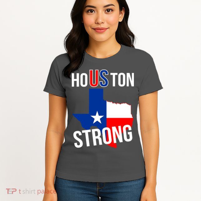 Houston US Strong Texas State Flag Womens T-Shirt