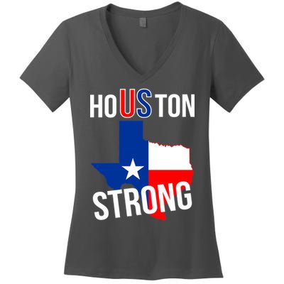 Houston US Strong Texas State Flag Women's V-Neck T-Shirt