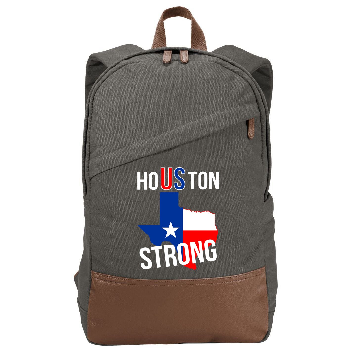 Houston US Strong Texas State Flag Cotton Canvas Backpack