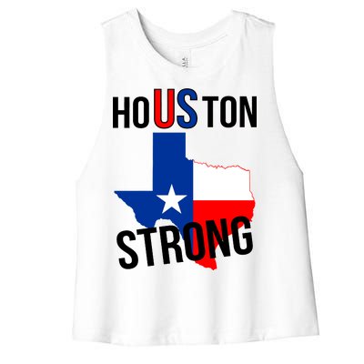 Houston US Strong Texas State Flag Women's Racerback Cropped Tank