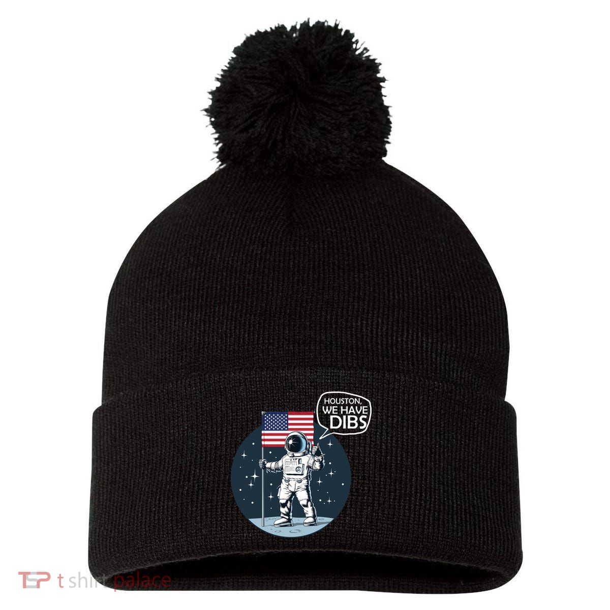 Houston We Have Dibs Moon Landing Pom Pom 12in Knit Beanie