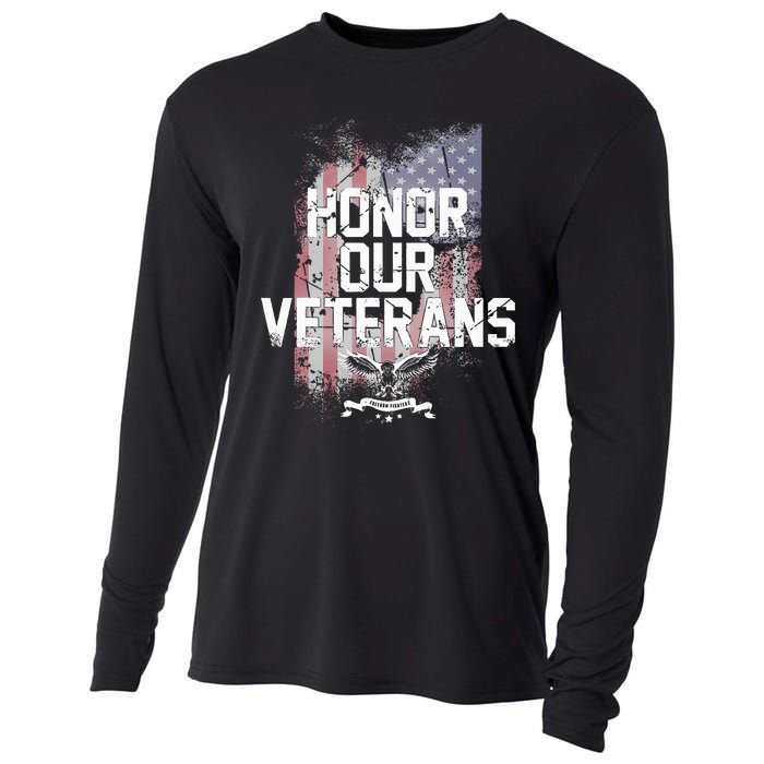 Honor Our Vets Happy Veterans Day Fallen Soldiers Cooling Performance Long Sleeve Crew