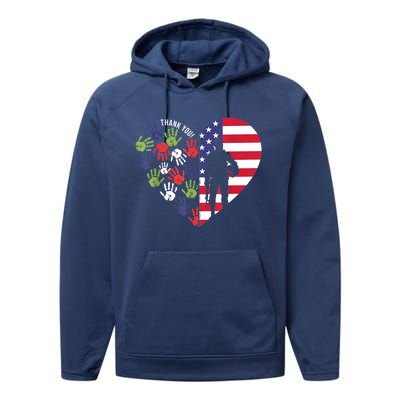 Honoring Our Veterans Day Thank You For Your Service Performance Fleece Hoodie