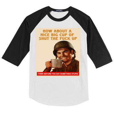 How About A Nice Big Cup of Shut The Fuck Up Kids Colorblock Raglan Jersey