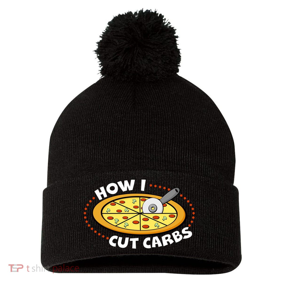 How I Cute Carbs Pom Pom 12in Knit Beanie