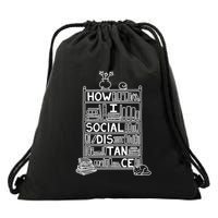 How I Social Distance Book Lover Drawstring Bag